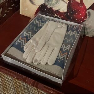 Cream Gloves and Chevron Scarf Set